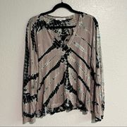 Young Fabulous & Broke Size S Reverse Tie Dye Boxy Long Sleeve Tee Acid Dye