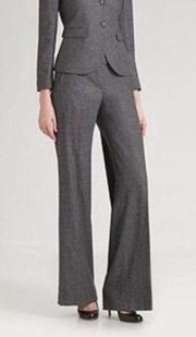Theory Nadra Wool Wide Leg Tweed Trouser Pants Charcoal Grey size 8