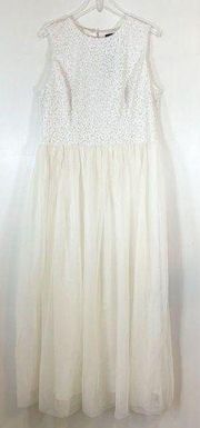 NWT city chic maxi shine bright ivory delicate tulle sequins sleeveless size 18