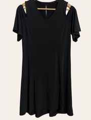 H by HALSTON Black Cold Shoulder Dress Size XS Petite