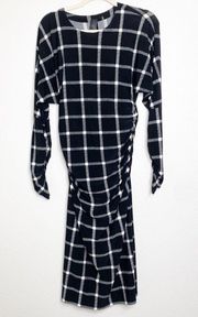 Norma Kamali Revolve Dolman Shirred Waist Dress in Plaid Size Medium