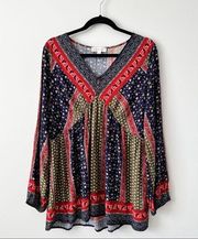 Suzanne Betro bohemian printed long sleeve blouse romantic floral