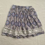 Loveapella Flowy Print Skirt with Lace