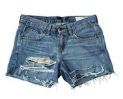 Rag & Bone Cut Off Boyfriend Denim Jean Shorts Distressed RYE Cotton Size 25