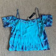 Gypsy Blue Tie Dye Off The Shoulder Tops