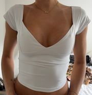 White Sweetheart Neck Top