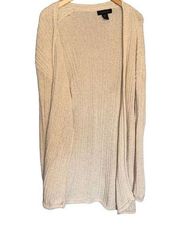 Tahari Long Length Ribbed Open Cardigan Sweater - Medium
