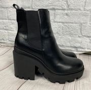 chunky heel platform boots black sz 7.5 women