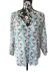 Roberta Roller Rabbit Lucy Top cotton shirt womens parrot print large NWT