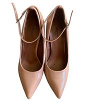 Dollhouse Women's Size 7 Four Inch Heels Pink Nude Ankle Strap Patent Leather