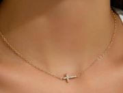 Cubic Zirconia Gold Cross Necklace 