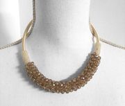 Francesca’s Collections Champagne Crystal Rounded Collar Statement Necklace