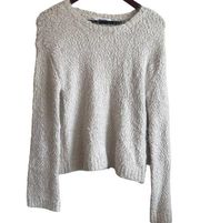 BB Dakota Sweater Women XS Round Neck Long Sleeve White Fuzzy Pullover NWOT
