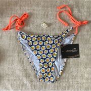 Beach Joy Blue/Orange/White/Green Floral Bikini Bottom Size Large NWT