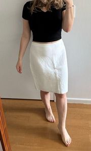 CARMEN White Ribbed Pencil Midi Skirt Large