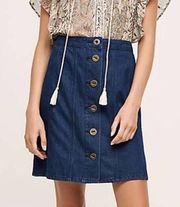 Pilcro & the Letterpress Anthropologie blue denim a-line mini skirt size 2