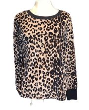 blouse faux velvet long sleeve crewneck animal print size small