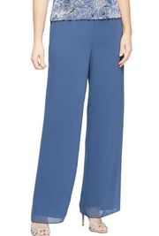 Alex Evenings Antique Blue Special Occasion Chiffon Pull-On Pants Size 2X