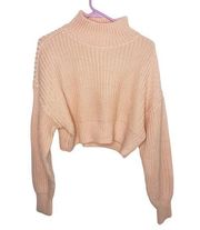 Lovers + Friends peach sweater oversized cropped mock neck size medium NWOT