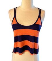 Rue 21 Tank Top Criss Cross Striped Orange Blue Crop Shirt Womens Small