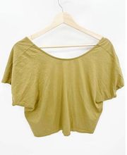 MONKI Mustard Green 100% Cotton O-Ring Cropped Top Women's Size Medium M