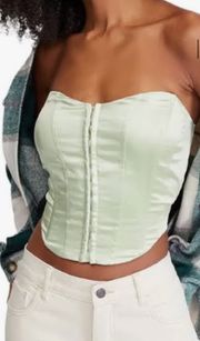 La Hearts Green Silk Corset Top