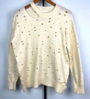 ASTR The Label Cream Knit Distressed Torn Pullover Sweater