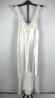 Linea Donatella White Polka Dot Satin Night Gown