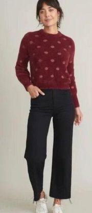 Marine Layer Arielle Crewneck Fuzzy Soft Sweater Burgundy Red Size Small