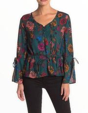 Jack by BB Dakota Green Floral Flashback Top