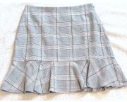 🆕 LOFT plaid ruffle mini skirt lightweight mid rise gray size 4