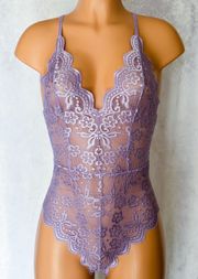 Natural Purple, Teddies, Laced, Lingerie Bodysuit