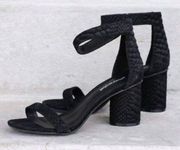 Jeffrey Campbell Laura Block Heel Ankle Strap Open Toe Heels Sandals Black 6.5