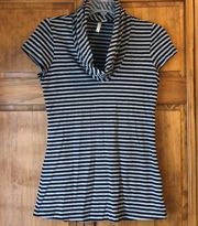 6 Degrees Black & Grey Stripe Cowl Neck Tunic