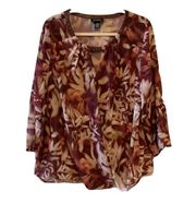 Catherines Black Label Womens Size 0X Multicolor Floral Print Surplice Blouse