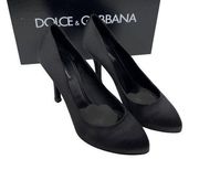 Dolce&Gabbana Black Satin Heel Decollete Raso in Nero Size 37.5 Platform