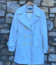 Anne Klein White Angora Wool Peacoat Double Breasted Jacket Size Large (40)