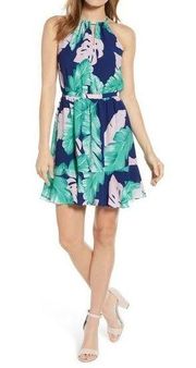 Gibson Calla Keyhole Halter Neck Dress