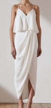 Shona Joy Womens Luxe Frill Tulip Hem Maxi Dress V-neck Gown Party Size US 6