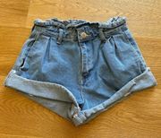 Boohoo Blue Paperbag Denim Shorts US4