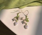 Elegant Flower Dangle Drop Earrings for Women,Pearl Earrings,Flower Earrings