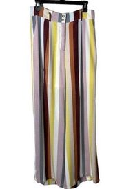 Mystree Women’s Striped High waisted Multi-Stripe Flowy Wide Leg Pants Size M