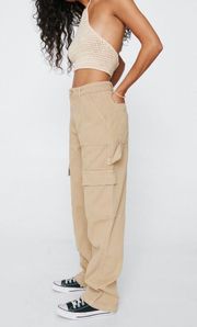 Twill Utility Straight Leg Cargo Pants Tan