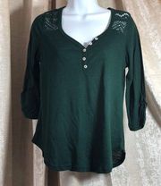 Neon Soul Green Long Sleeve Henley Medium