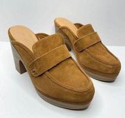 Splendid Shoes Womens Vina Platform Size 8 Tan Suede Leather Slip On Clogs