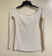 Women’s White Off-the-Shoulder Knit Long Sleeve Top Size M (Used)