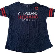 Campus Lifestyle Shirt Womens Medium Blue Red Cleveland Indians Baseball Tee