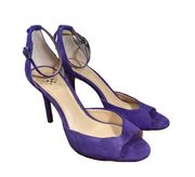 Vince Camuto Purple Suede Ankle Strap Open Toe Heels Women Sz 8.5