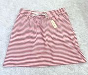 Max Studio Striped Cotton Drawstring Skirt Red White Small