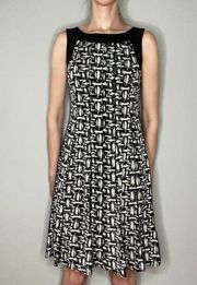 Perceptions New York Abstract Paneled Dress Black Cream M Med Medium Sleeveless
